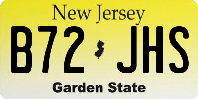 NJ license plate B72JHS