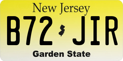 NJ license plate B72JIR