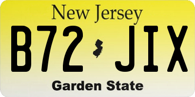 NJ license plate B72JIX