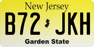 NJ license plate B72JKH