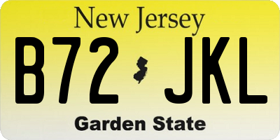 NJ license plate B72JKL