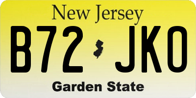 NJ license plate B72JKO