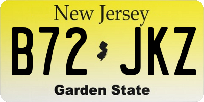 NJ license plate B72JKZ