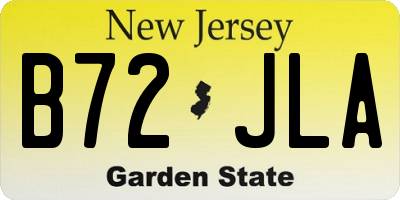 NJ license plate B72JLA