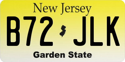 NJ license plate B72JLK