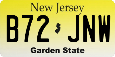 NJ license plate B72JNW