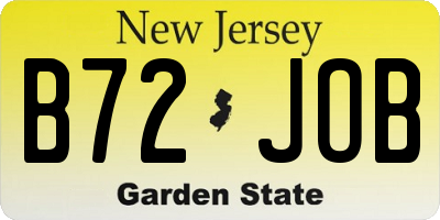 NJ license plate B72JOB