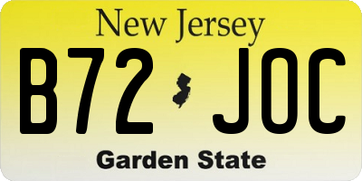 NJ license plate B72JOC