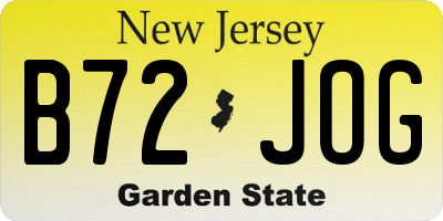 NJ license plate B72JOG