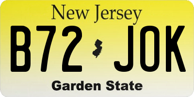 NJ license plate B72JOK