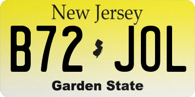 NJ license plate B72JOL