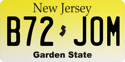 NJ license plate B72JOM
