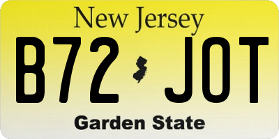 NJ license plate B72JOT
