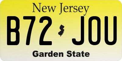 NJ license plate B72JOU