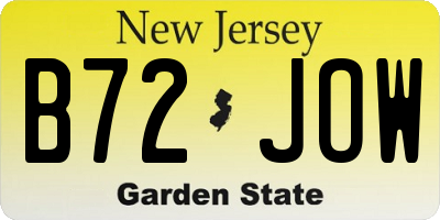 NJ license plate B72JOW