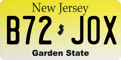 NJ license plate B72JOX