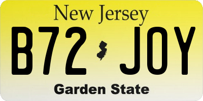 NJ license plate B72JOY