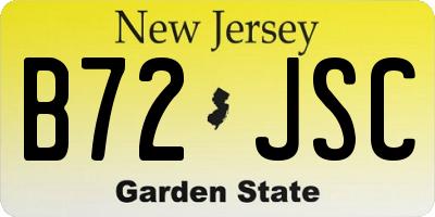 NJ license plate B72JSC