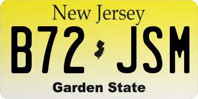 NJ license plate B72JSM