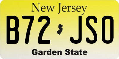 NJ license plate B72JSO