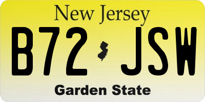 NJ license plate B72JSW
