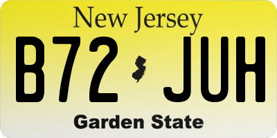 NJ license plate B72JUH