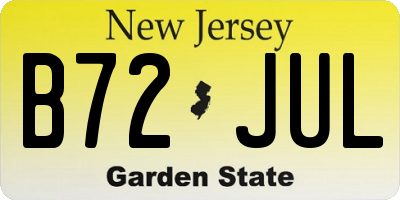 NJ license plate B72JUL