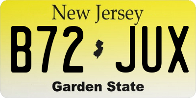 NJ license plate B72JUX