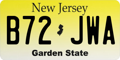NJ license plate B72JWA