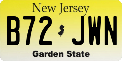 NJ license plate B72JWN