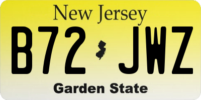 NJ license plate B72JWZ