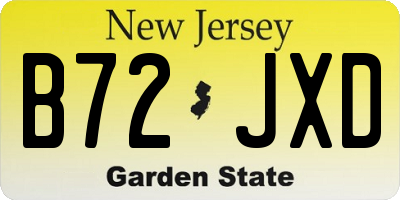 NJ license plate B72JXD