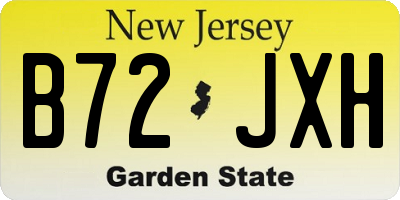 NJ license plate B72JXH