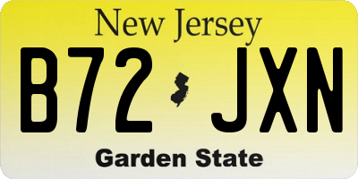 NJ license plate B72JXN