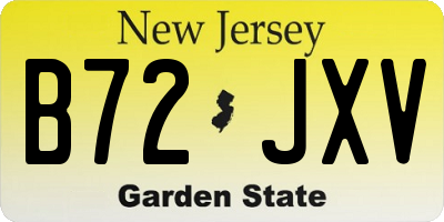 NJ license plate B72JXV