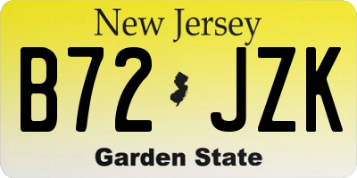 NJ license plate B72JZK