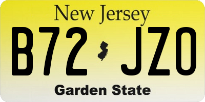 NJ license plate B72JZO