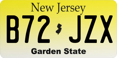 NJ license plate B72JZX