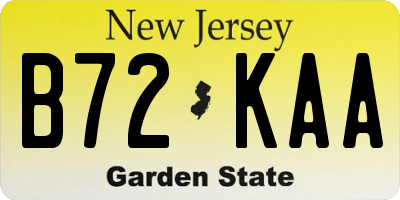 NJ license plate B72KAA