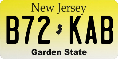NJ license plate B72KAB