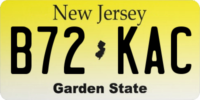 NJ license plate B72KAC