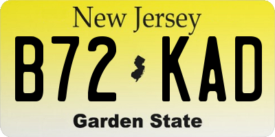 NJ license plate B72KAD