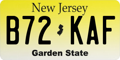 NJ license plate B72KAF