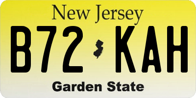 NJ license plate B72KAH