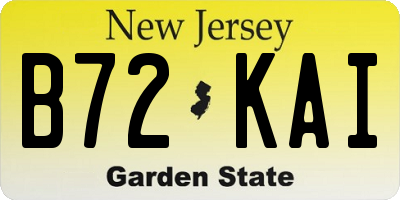 NJ license plate B72KAI