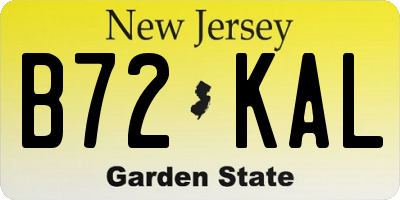 NJ license plate B72KAL