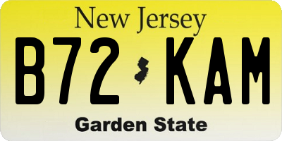 NJ license plate B72KAM