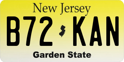NJ license plate B72KAN