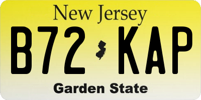 NJ license plate B72KAP