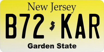 NJ license plate B72KAR